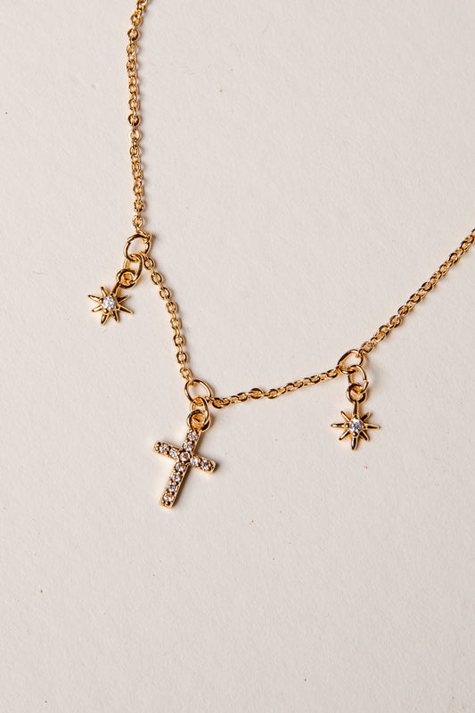 Anna Gold Rhinestone Cross Bracelet