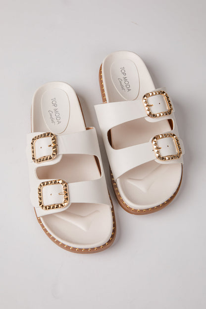 By The Bay White Double Strap Sandals