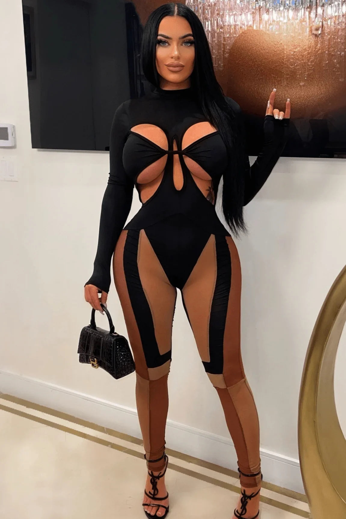 Showstopper Rachel Jumpsuit (Black/Nude)
