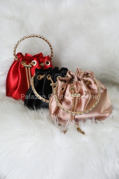 Simone Babe Nude Handbag with Rhinestone Handle & Chain