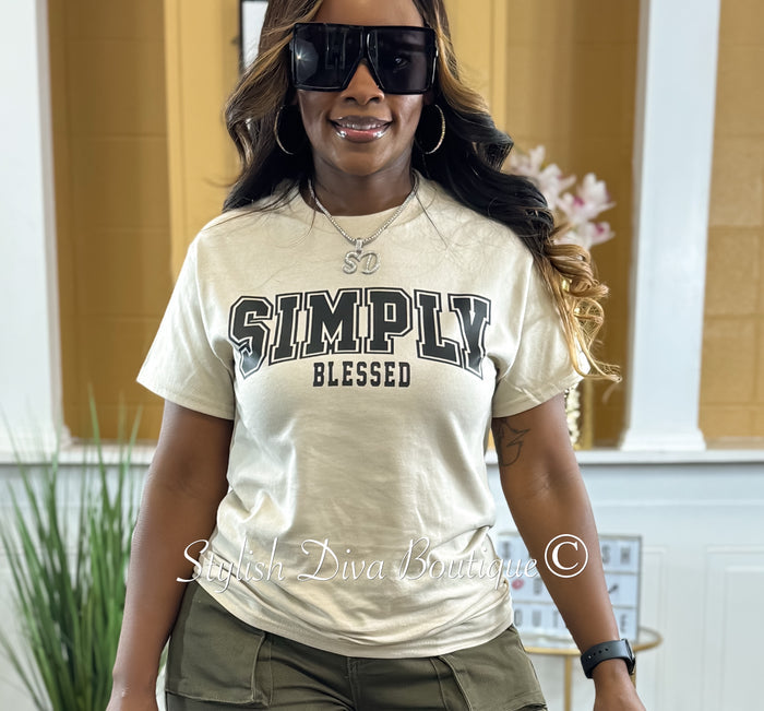 Simply Blessed Graphic Tee (Black Print)