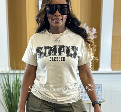 Simply Blessed Graphic Tee (Black Print)