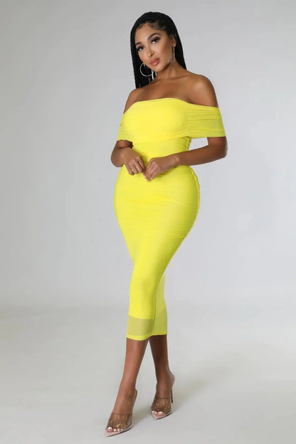 Sincerely Yours Ruched  Yellow Dress