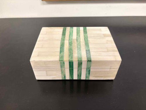 Small Decorative Box in Ivory & Green