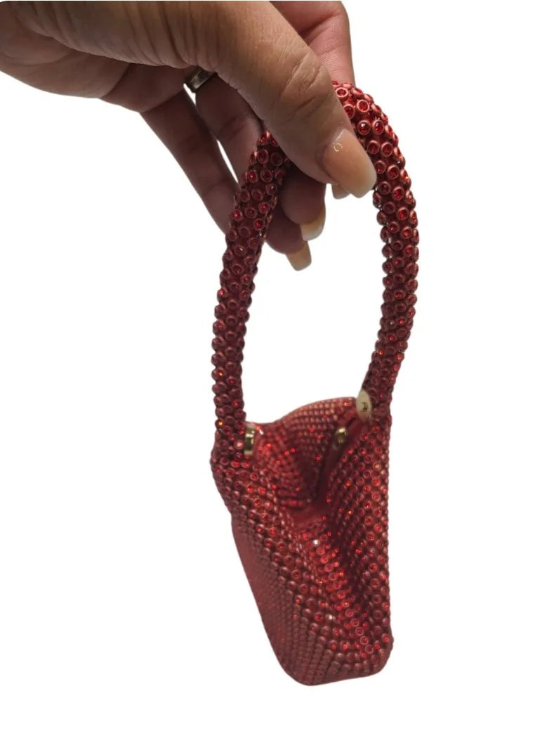 Soft Crystal Mesh Mini Hobo Style (Red)