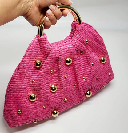 Soft Woven Tote Bag – Vacation Mode Woven Tote (Fuchsia)
