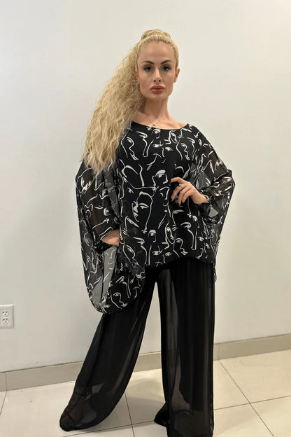 Splendida Silky Italian Black Blouse