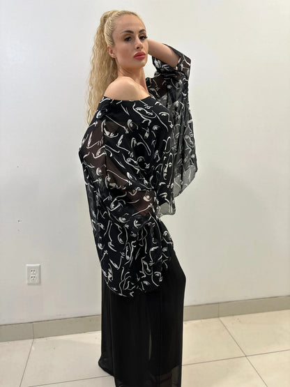 Splendida Silky Italian Black Blouse