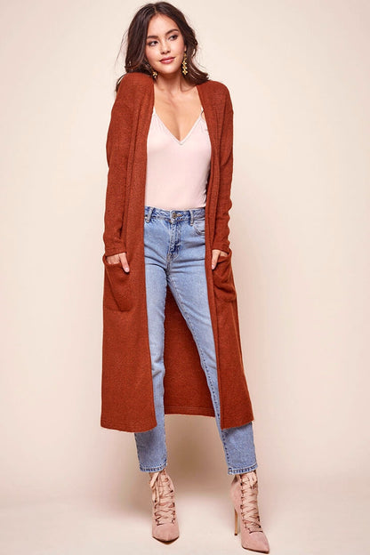 Brookhaven Cafe Long Sleeved Cardigan Rust