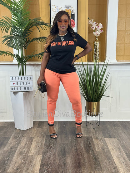 Stay in Thy Lane Graphic Tee (Coral Print)