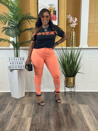 Stay in Thy Lane Graphic Tee (Coral Print)