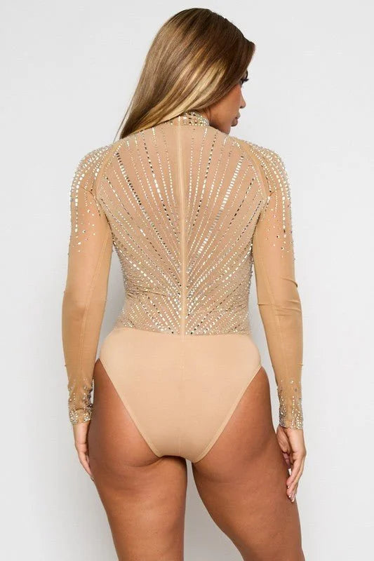 Stellar Dazzle Mesh Bodysuit (Nude)