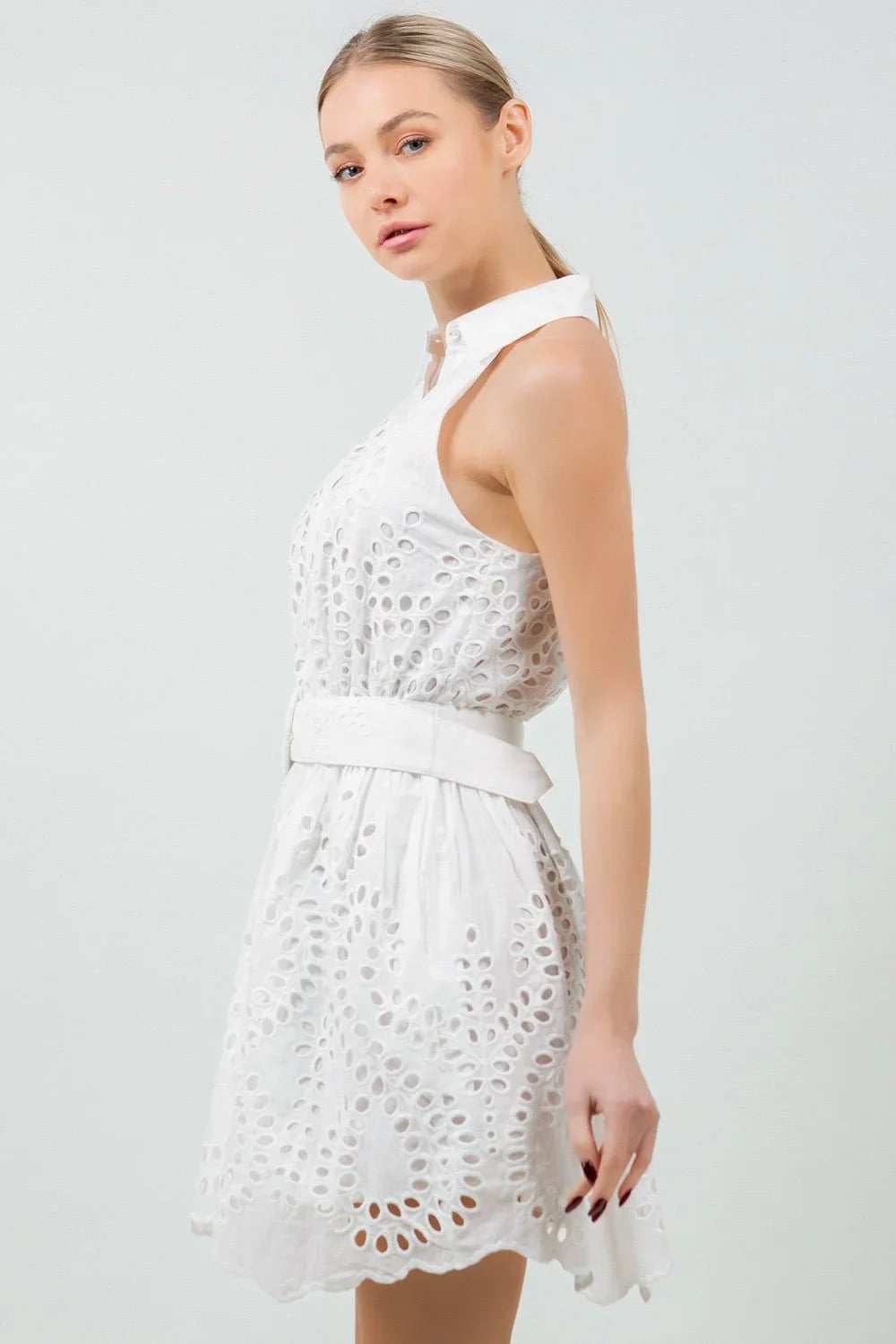 Summer Breeze Eyelet Mini Dress- Ivory