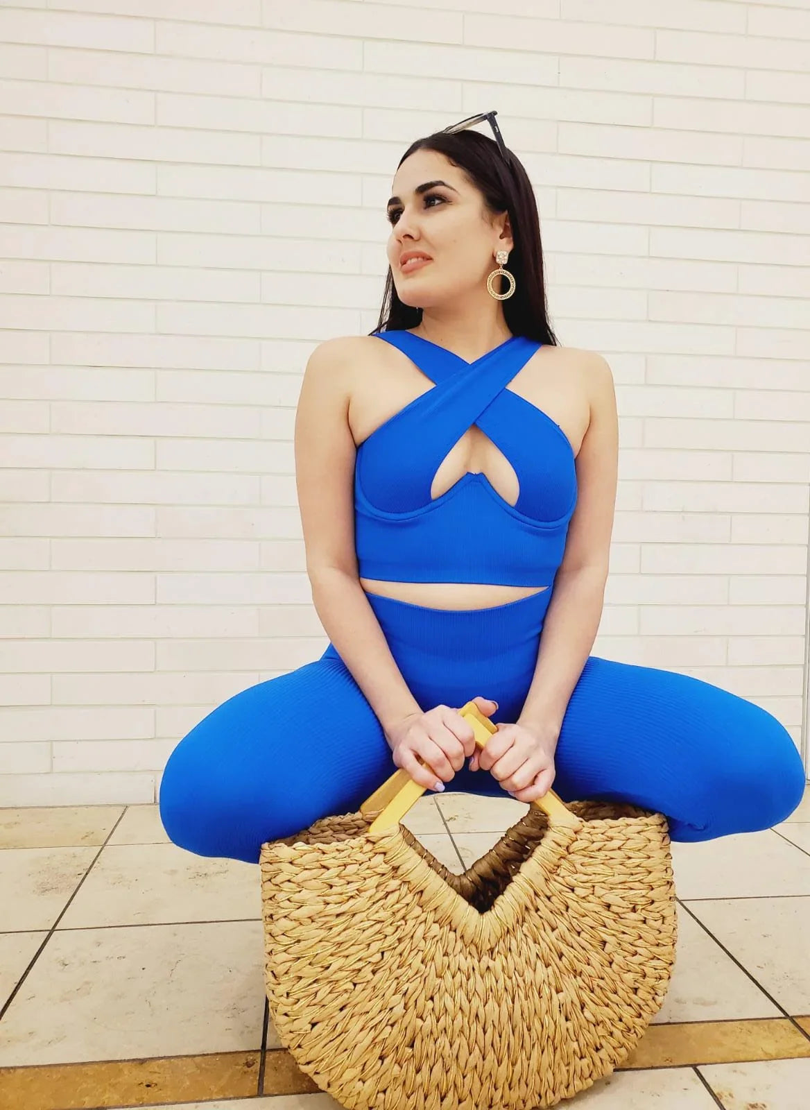 Summer Breeze Top & Leggings  Sculpting Set  (Blue)