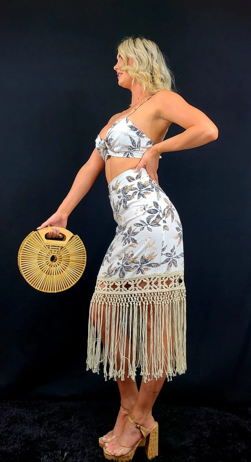 Sun and Sand Skirt Set - White Floral