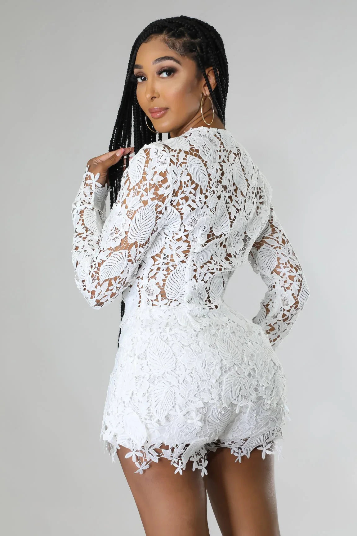 Sunlit Field Lace Short Set (White)