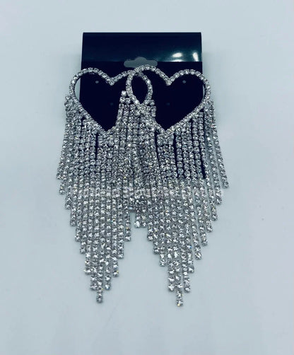 Sweetheart Fringe  Earrings (Silver)