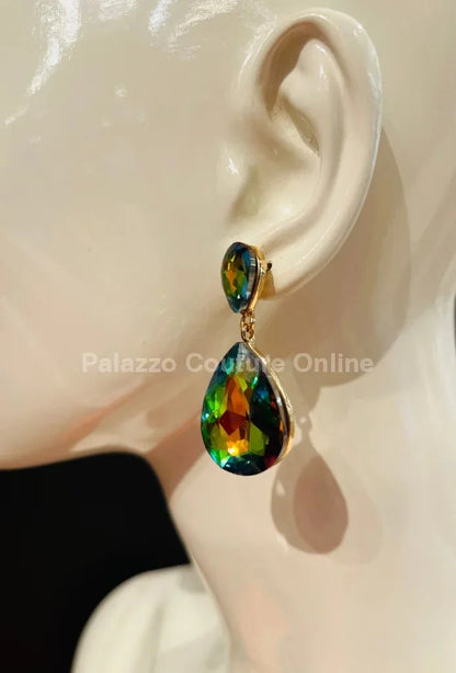 Teardrop Crystal Earrings – Petroleum