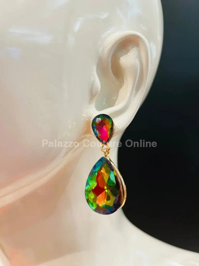 Teardrop Crystal Earrings – Petroleum