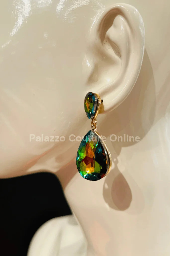 Teardrop Crystal Earrings – Petroleum