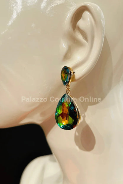 Teardrop Crystal Earrings – Petroleum