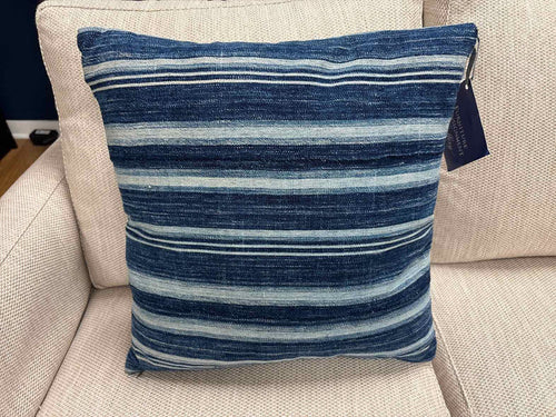 Textured Blue Stripe Accent Pillow
