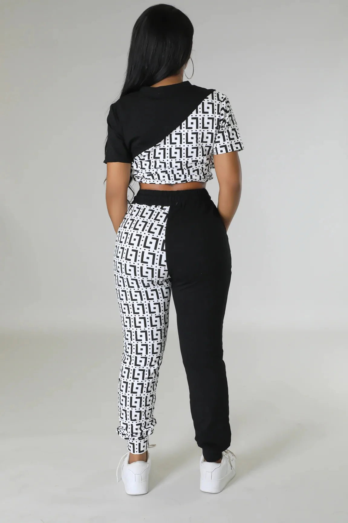 Tiana Days White Pant Set with Crop Top and Drawstring Pants