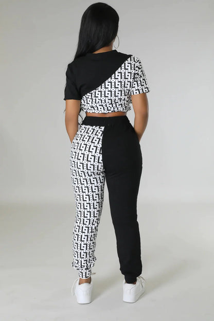 Tiana Days White Pant Set with Crop Top and Drawstring Pants