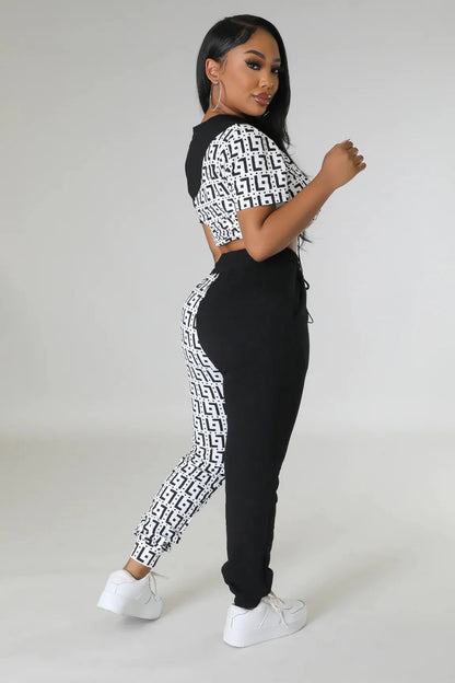 Tiana Days White Pant Set with Crop Top and Drawstring Pants