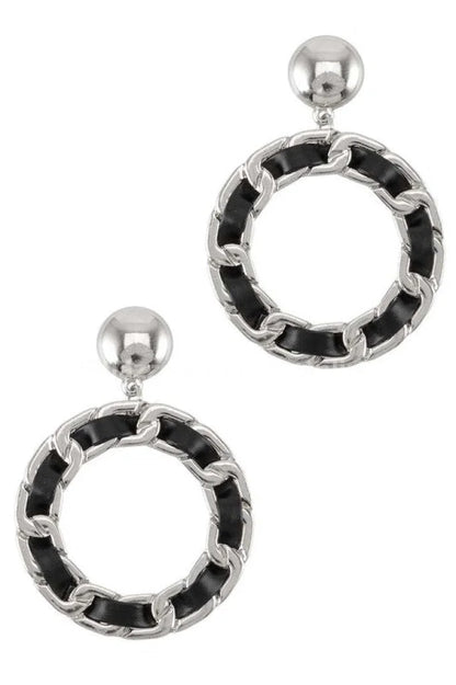 PU Tiered Circle Dangling Stud Earring