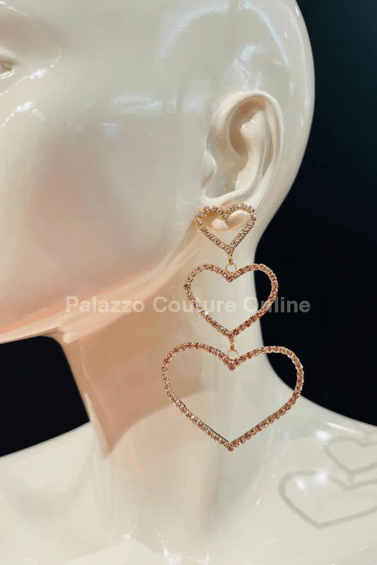 Trilove Earring Hanging Hearts (GOLD)