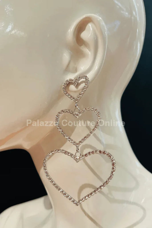 Trilove Earring Hanging Hearts (Silver)