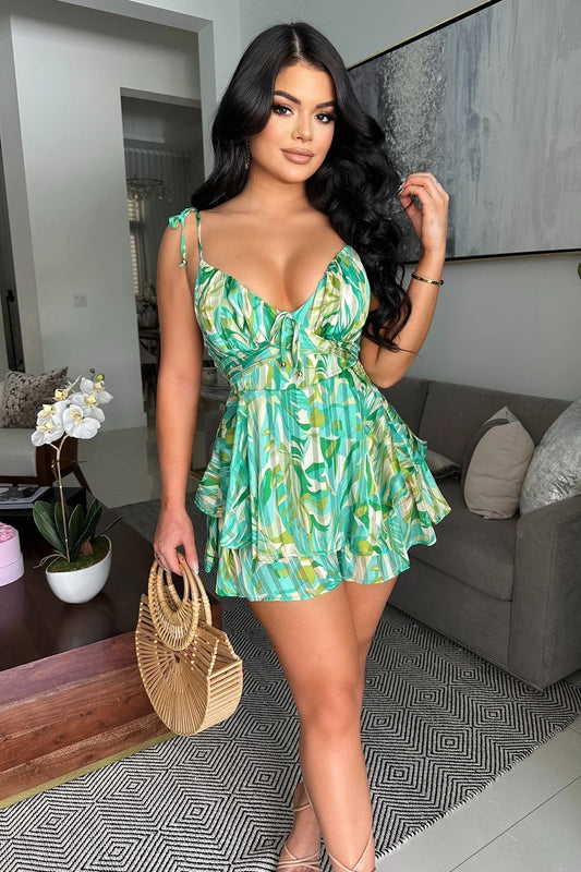 Tropical Luxe Ruffle Romper