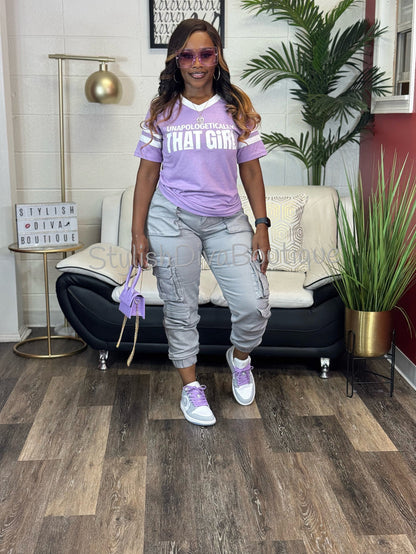 Unapologetically THAT GIRL Varsity Tee (Lavender)