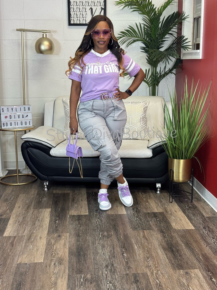 Unapologetically THAT GIRL Varsity Tee (Lavender)