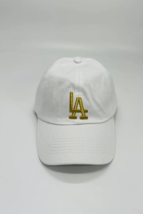 White Baseball Cap with Gold Embroidery – Urban Elite