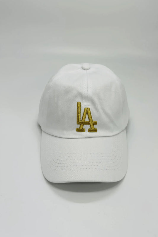 White Baseball Cap with Gold Embroidery – Urban Elite