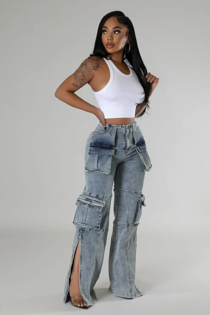 Utility Pocket Cargo Denim Pants