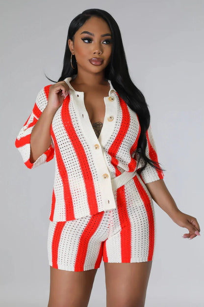 Vacation Mood  Shorts Set (Orange)