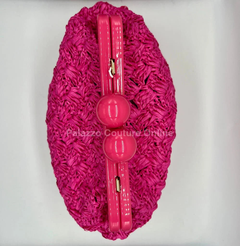 Vane Straw Vintage handbag (Hot Pink)