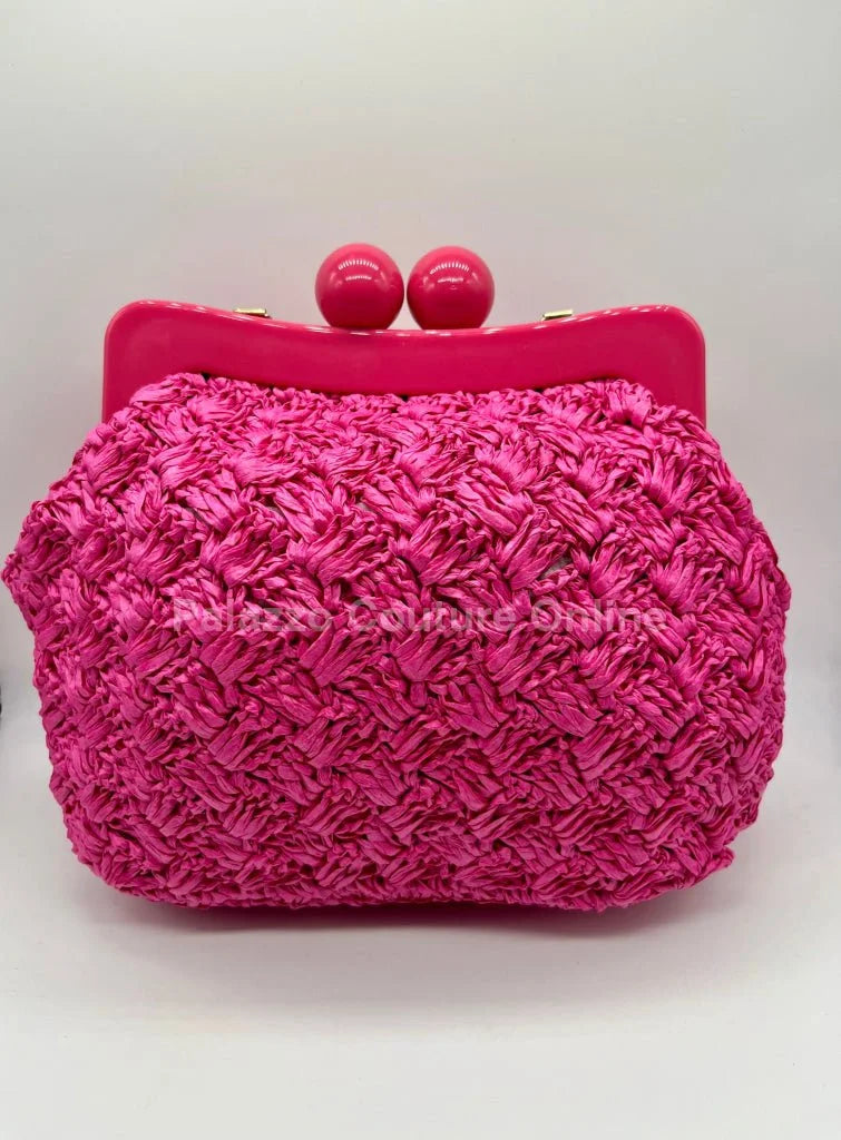 Vane Straw Vintage handbag (Hot Pink)
