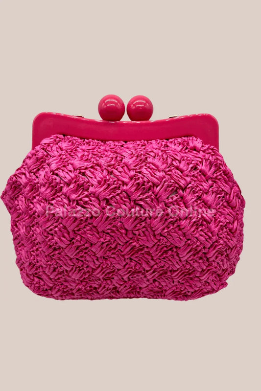 Vane Straw Vintage handbag (Hot Pink)