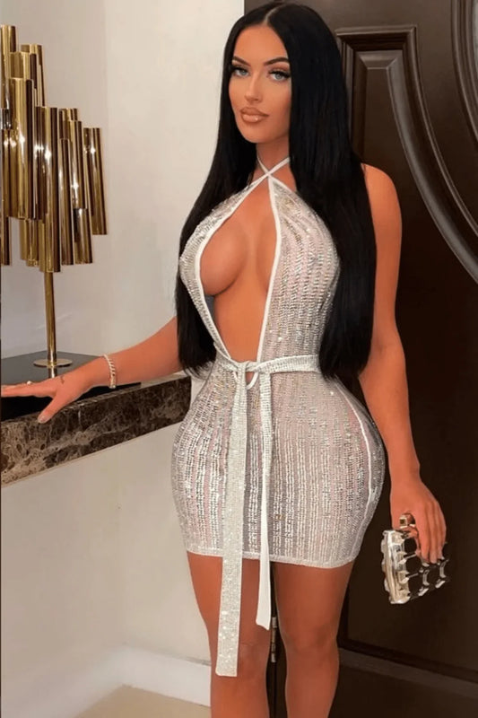 Viva Crystal Mini Dress (white)
