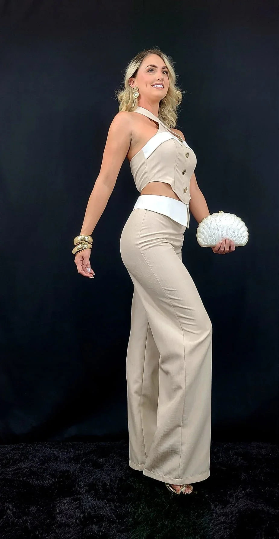Wheat White Luxe Halter Set