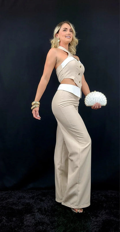Wheat White Luxe Halter Set