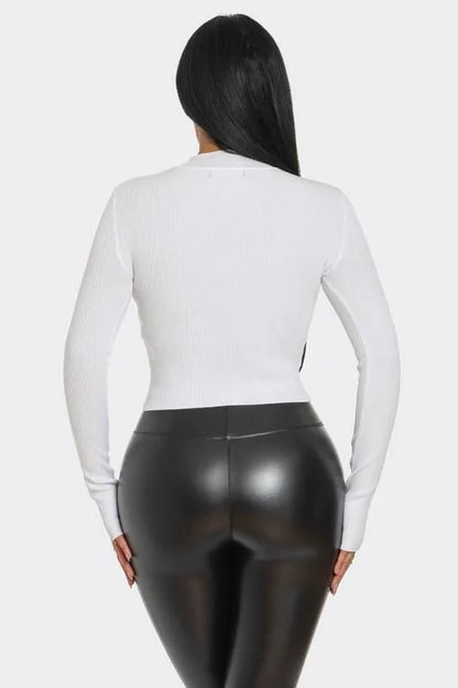 White Heart Cutout Turtleneck Top – Lovely Fit