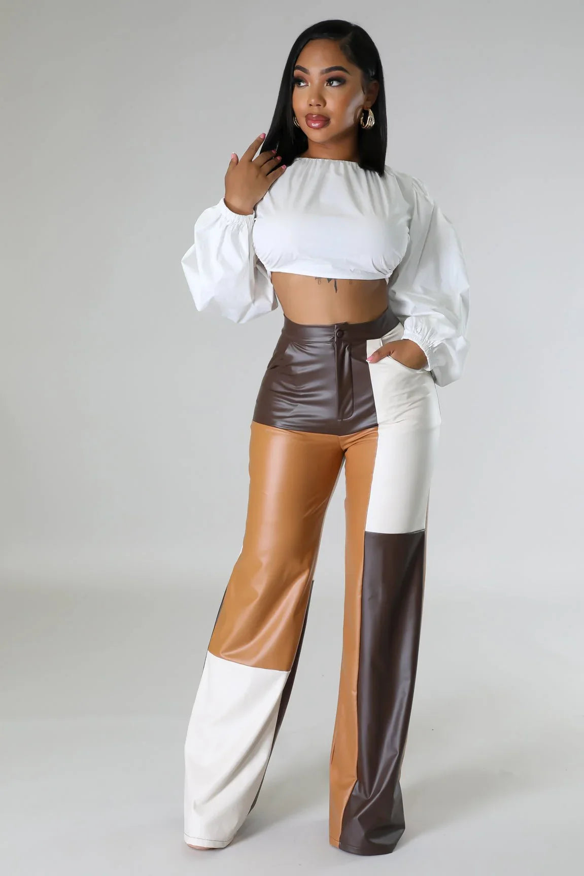 Wide Leg Faux Leather Cargo Pants – Hate To See You Go Pants
