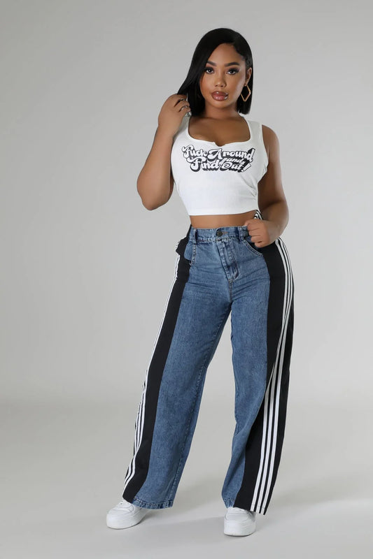 Wide Leg Pants Track with Elastic Waistband