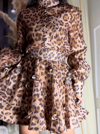 Wild Allure Sheer Leopard skirt Set