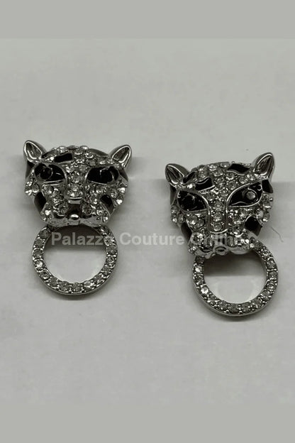 Wild Party Earrings – Crystal Leopard Earrings with Ring Detail